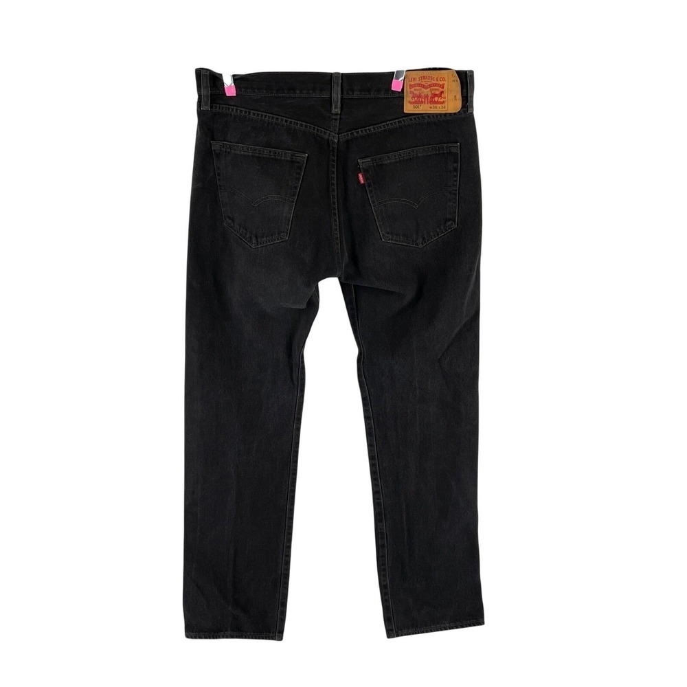 Levi Strauss 501 Black Button Fly Jeans Mens W36 L34‎ Straight Leg Casual